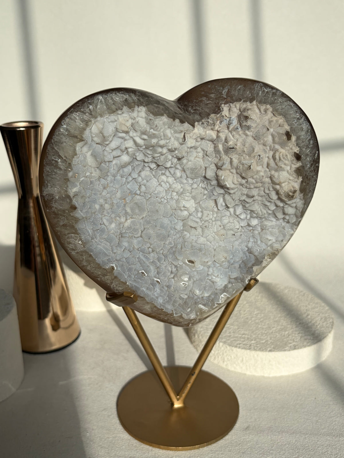 Microfine Sugar Druzy Baby Blue Gradient Agate Druzy Heart Shape Crystal Carving / Statement Piece Crystal