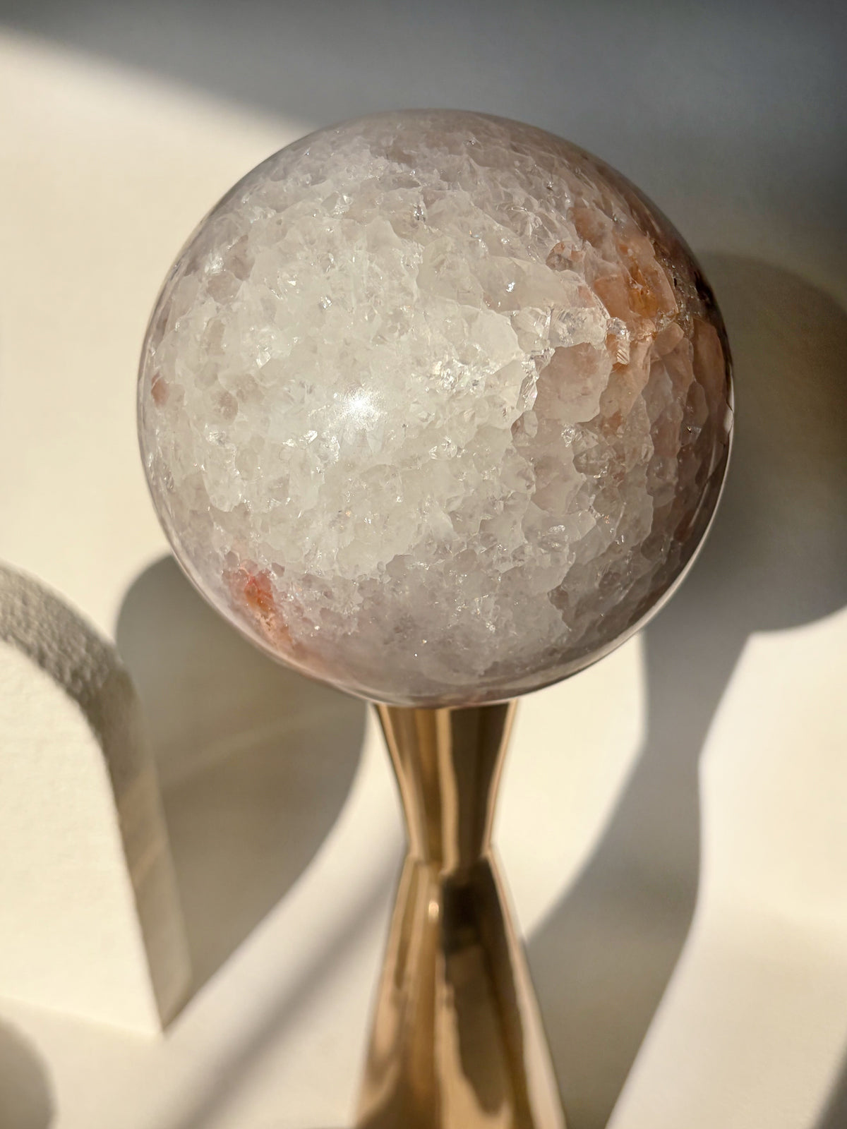 Rainbow Amethyst Sphere Peach And Lilac Agate Banded Quartz