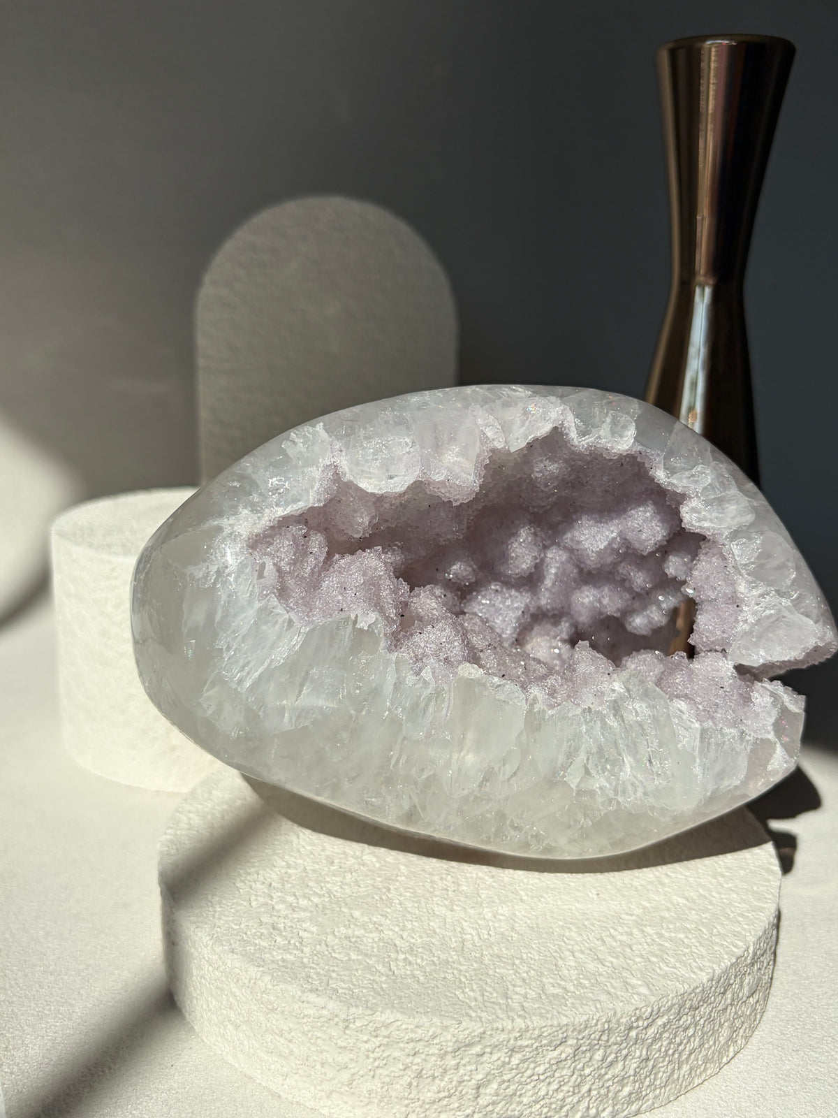 Lilac Pastel Rainbow Amethyst Quartz Druzy Geode