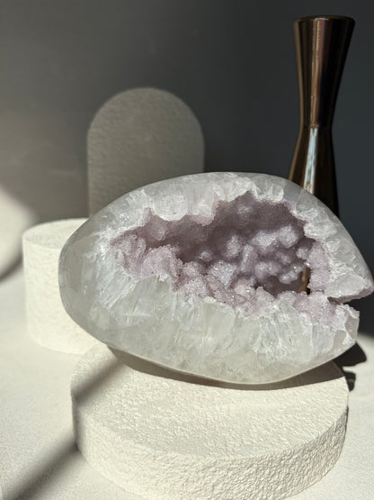 Lilac Pastel Rainbow Amethyst Quartz Druzy Geode