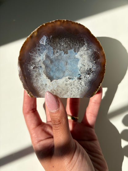 Blue Druzy Quartzy Agate Cut Base