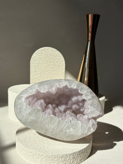 Lilac Pastel Rainbow Amethyst Quartz Druzy Geode
