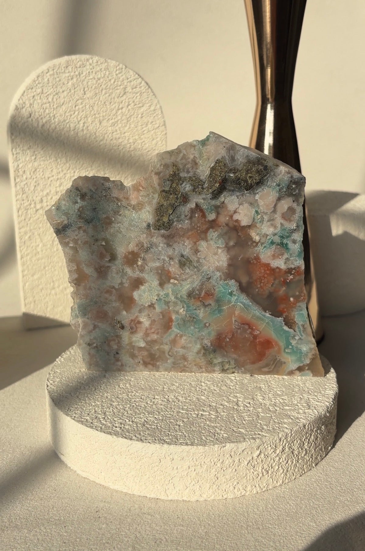 Green “Garden” Flower Agate Semi Polished Crystal Slab