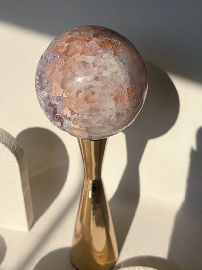 Rainbow Amethyst Sphere Peach And Lilac Agate Banded Quartz
