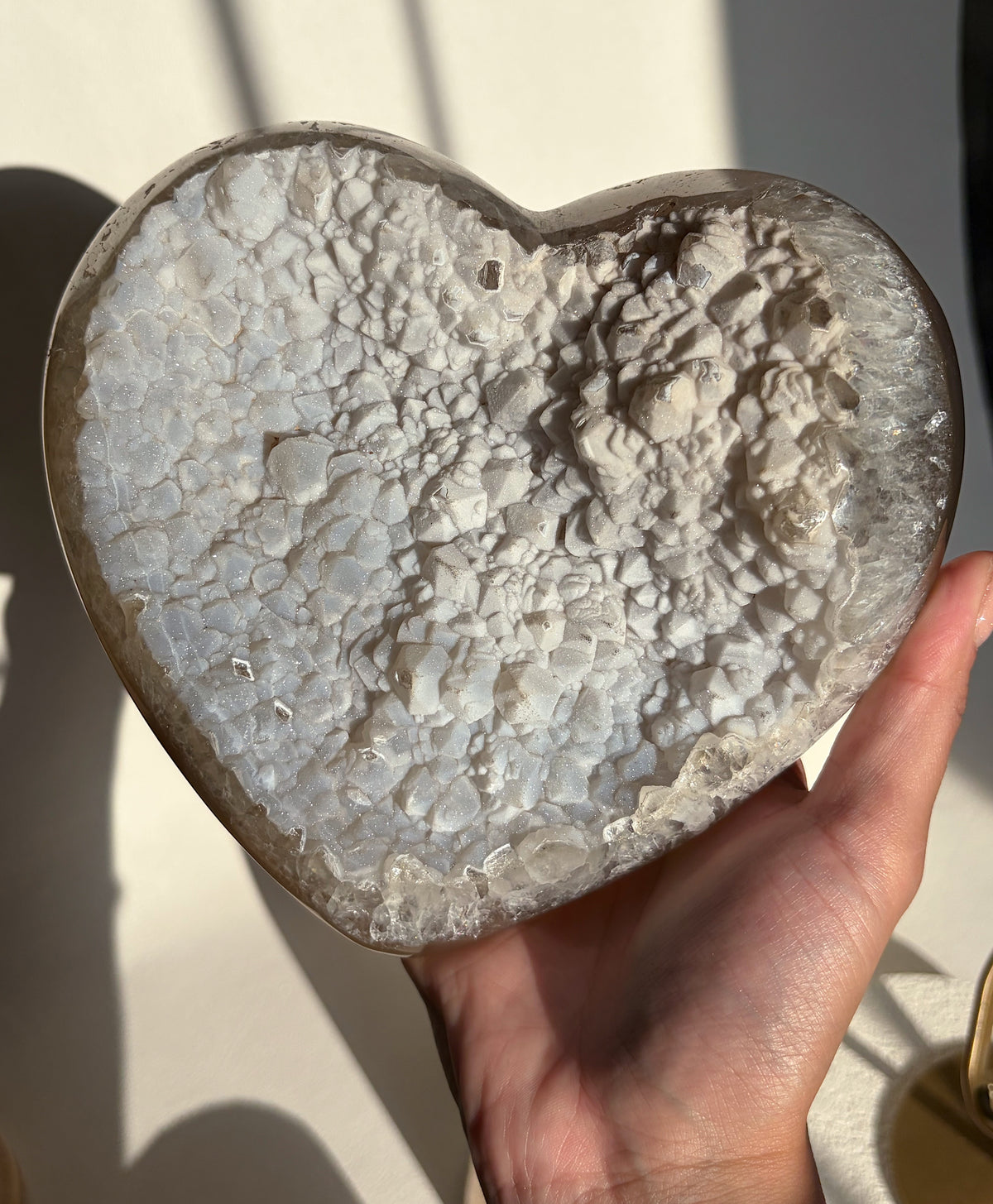 Microfine Sugar Druzy Baby Blue Gradient Agate Druzy Heart Shape Crystal Carving / Statement Piece Crystal