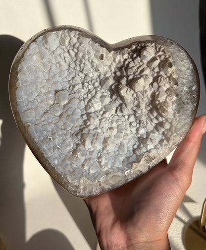 Microfine Sugar Druzy Baby Blue Gradient Agate Druzy Heart Shape Crystal Carving / Statement Piece Crystal