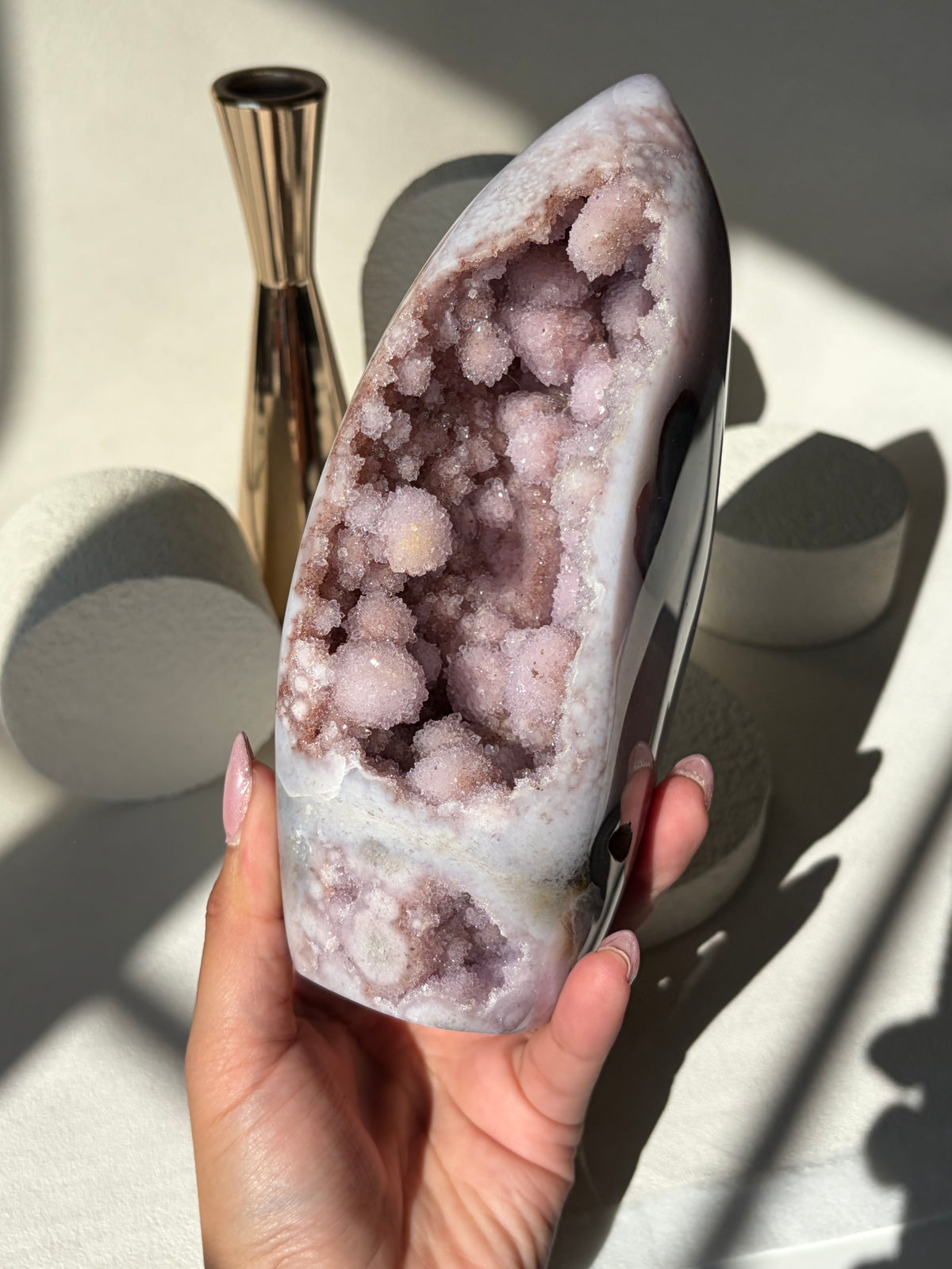 Pink Purple Flower Agate Freeform Statement Piece