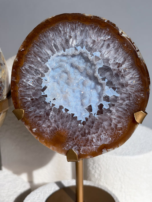 Blue Druzy Agate Geodes on Stand