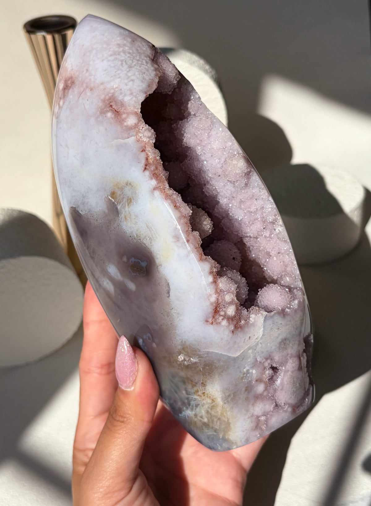 Pink Purple Flower Agate Freeform Statement Piece