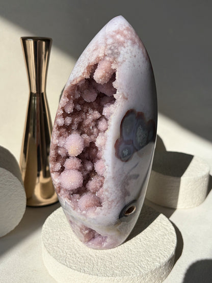 Pink Purple Flower Agate Freeform Statement Piece