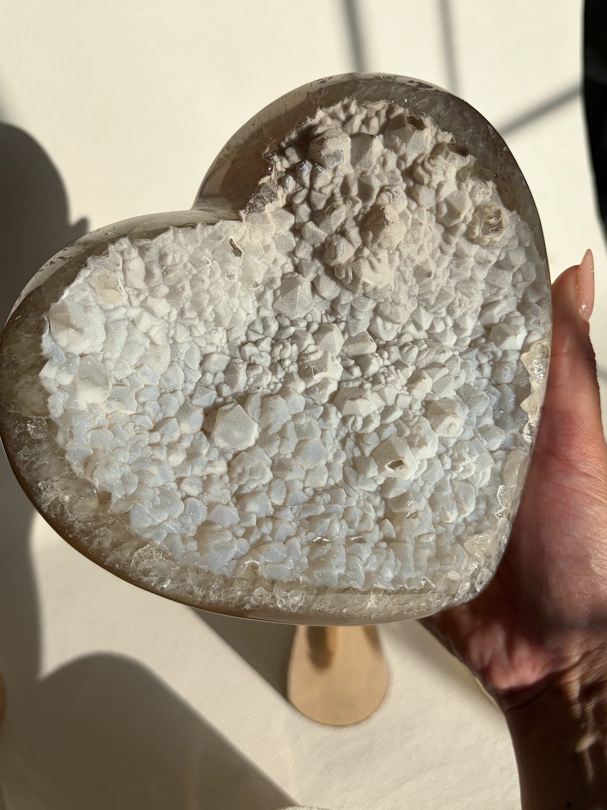 Microfine Sugar Druzy Baby Blue Gradient Agate Druzy Heart Shape Crystal Carving / Statement Piece Crystal