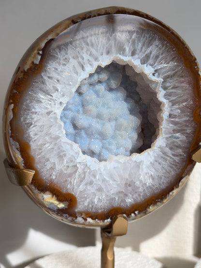 Blue Druzy Agate Geodes on Stand