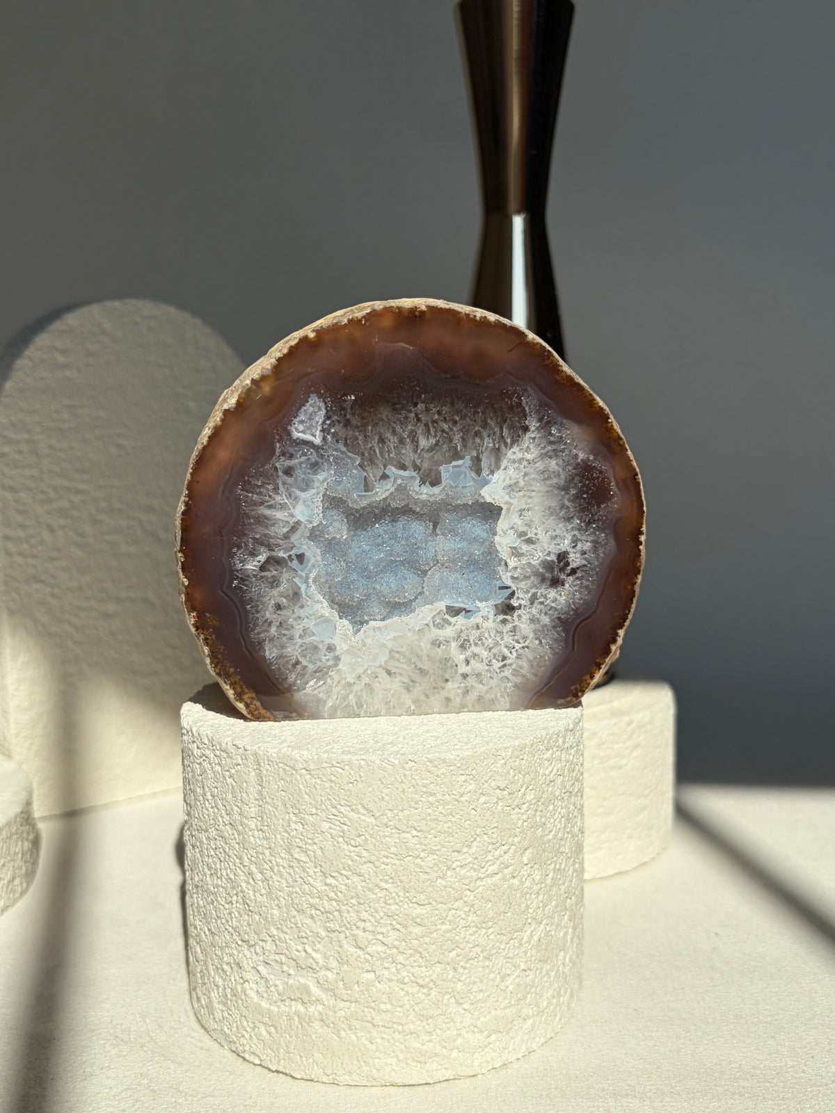 Blue Druzy Quartzy Agate Cut Base
