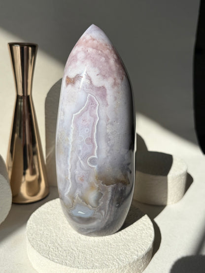 Pink Purple Flower Agate Freeform Statement Piece