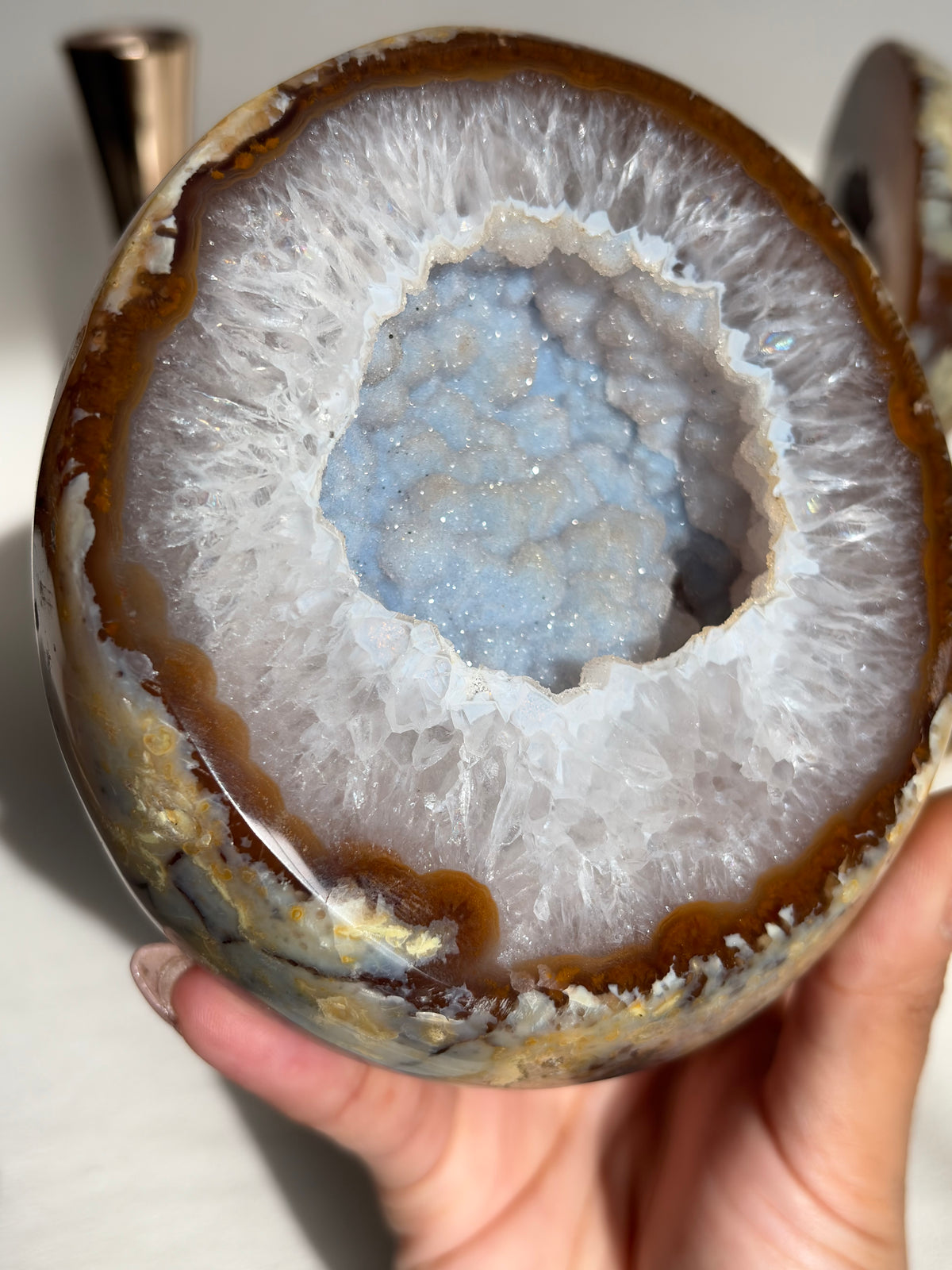 Blue Druzy Agate Geodes on Stand