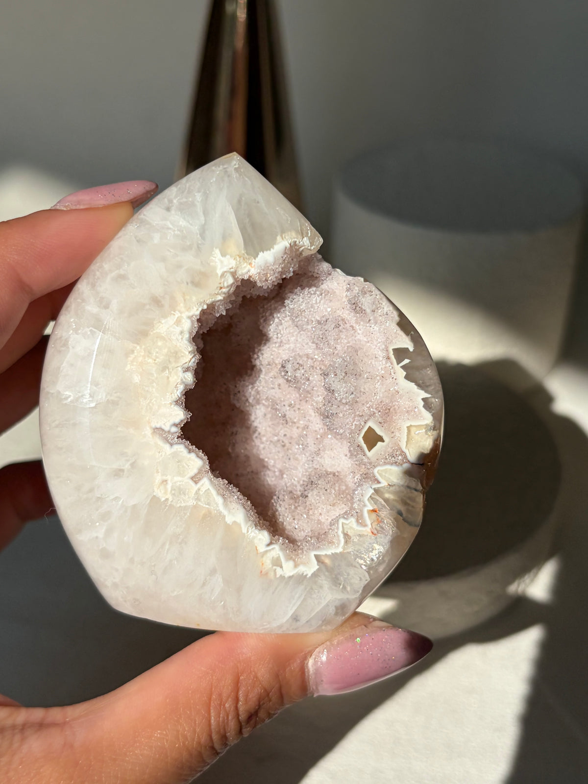 Pink Druzy Peppered Agate Freeform
