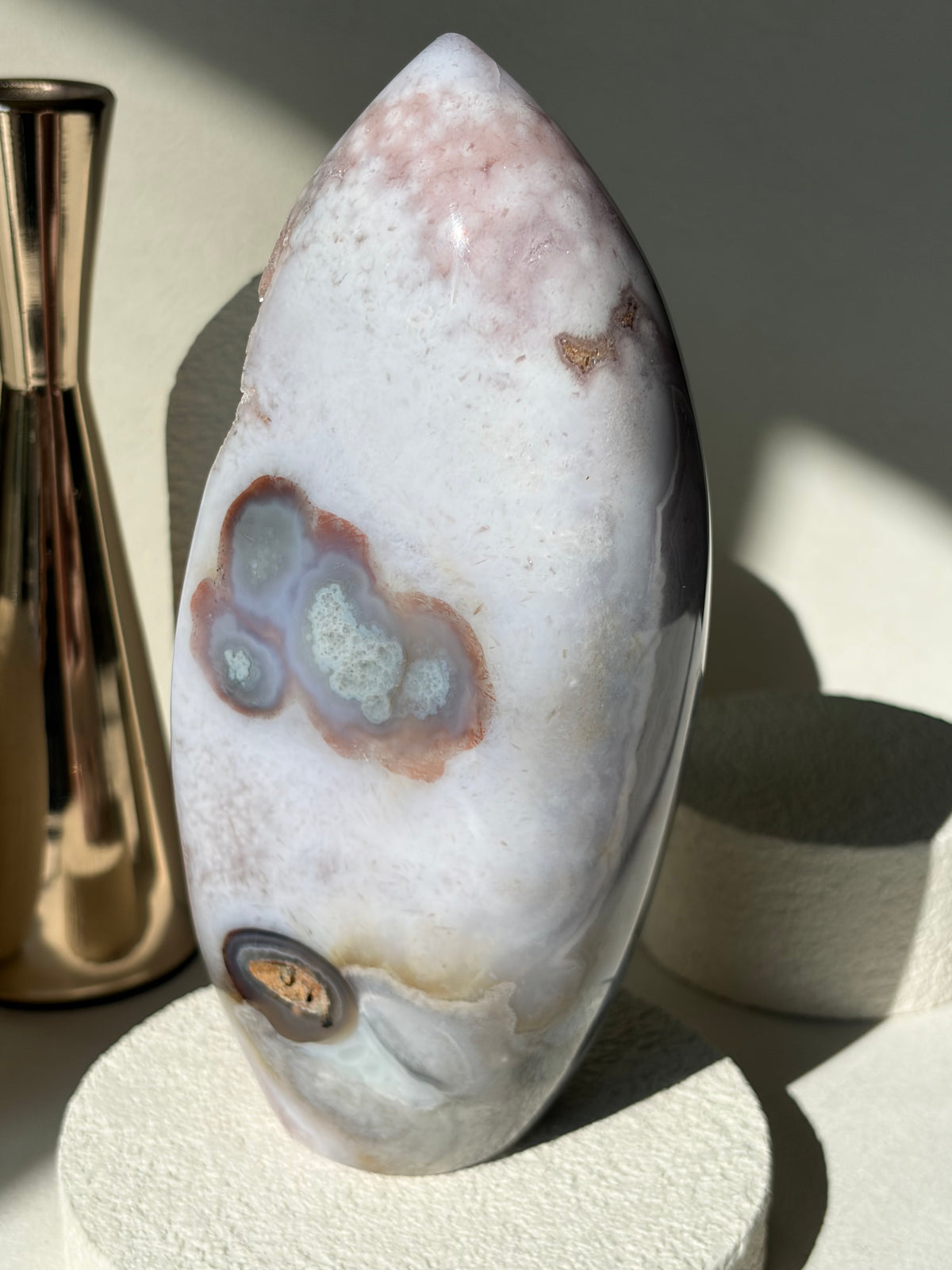 Pink Purple Flower Agate Freeform Statement Piece