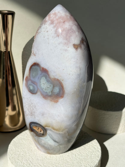 Pink Purple Flower Agate Freeform Statement Piece