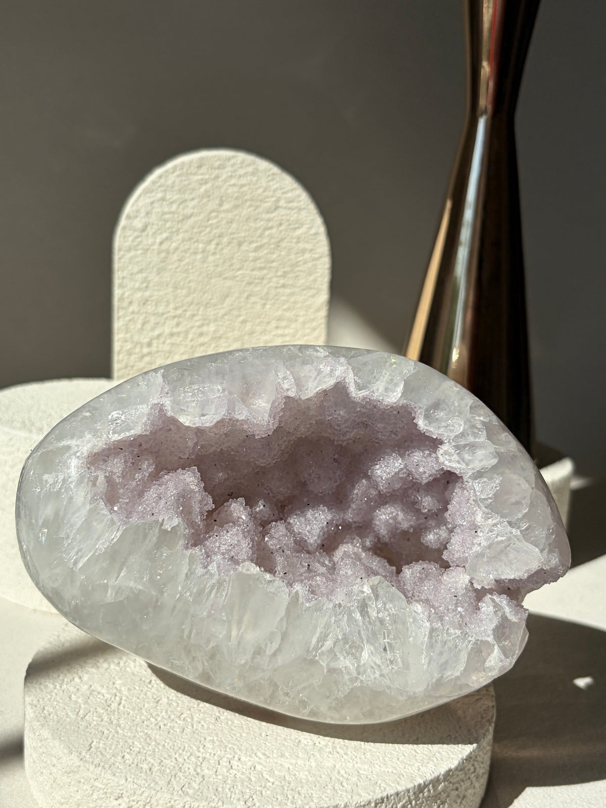 Lilac Pastel Rainbow Amethyst Quartz Druzy Geode