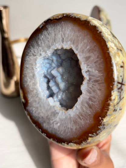 Blue Druzy Agate Geodes on Stand
