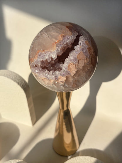 Rainbow Amethyst Sphere Peach And Lilac Agate Banded Quartz