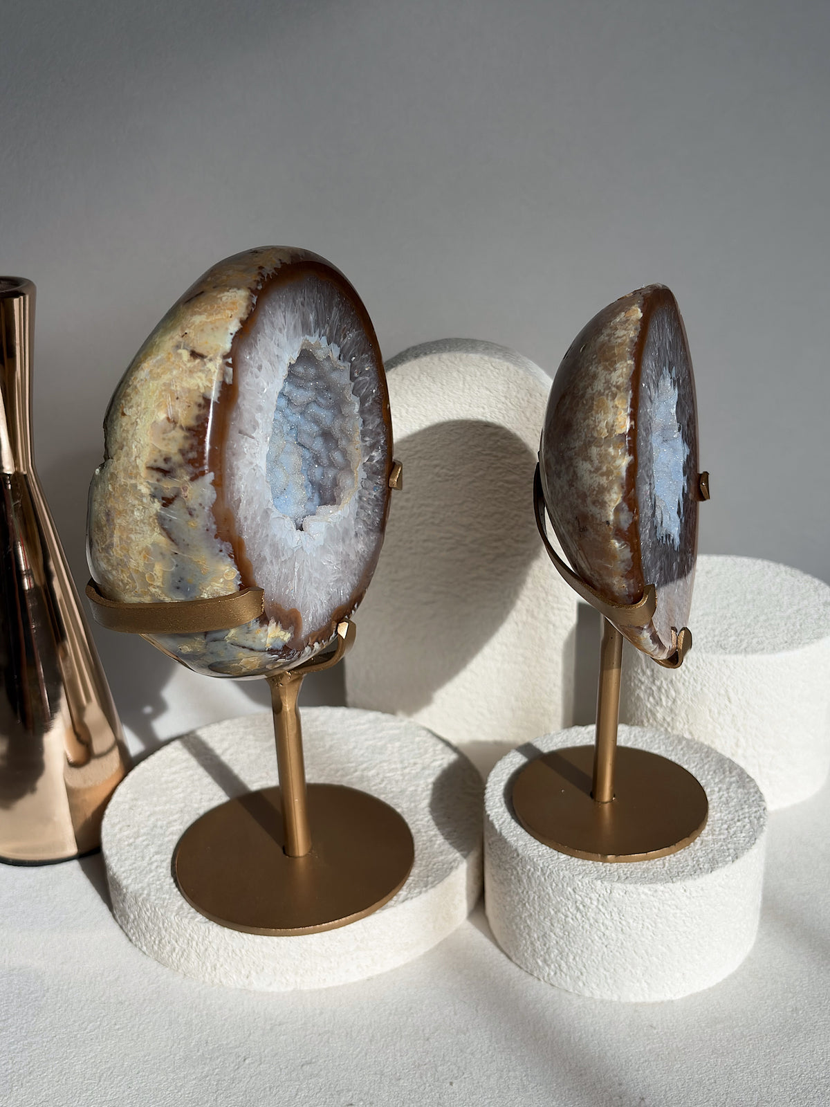 Blue Druzy Agate Geodes on Stand