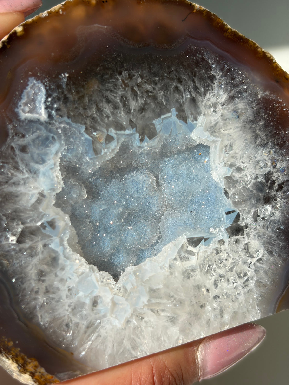 Blue Druzy Quartzy Agate Cut Base