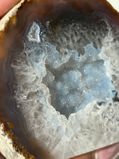 Blue Druzy Quartzy Agate Cut Base