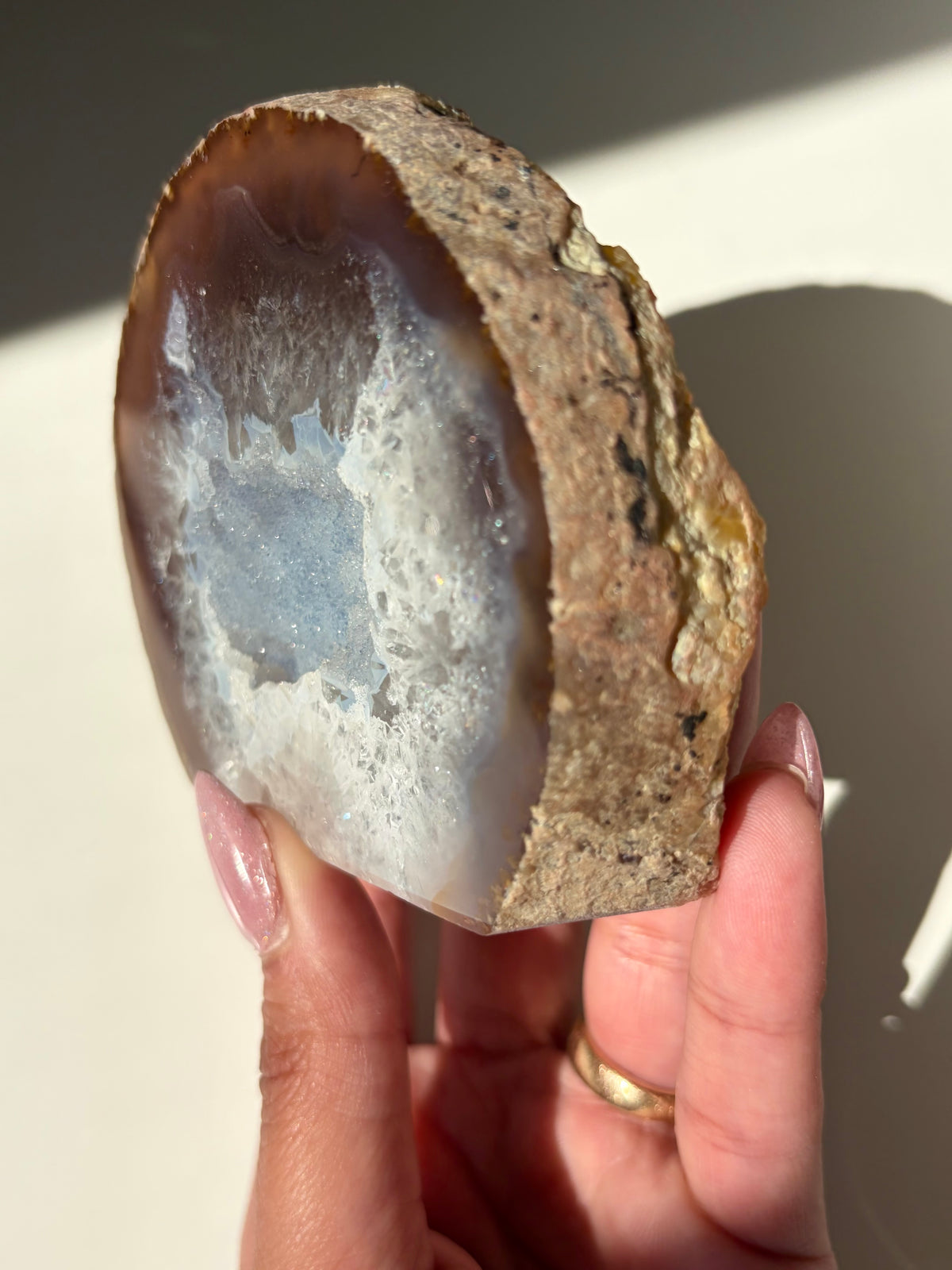 Blue Druzy Quartzy Agate Cut Base