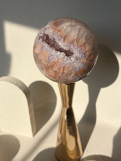 Rainbow Amethyst Sphere Peach And Lilac Agate Banded Quartz