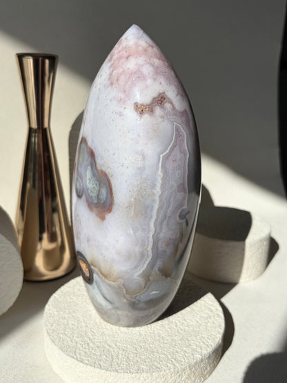 Pink Purple Flower Agate Freeform Statement Piece