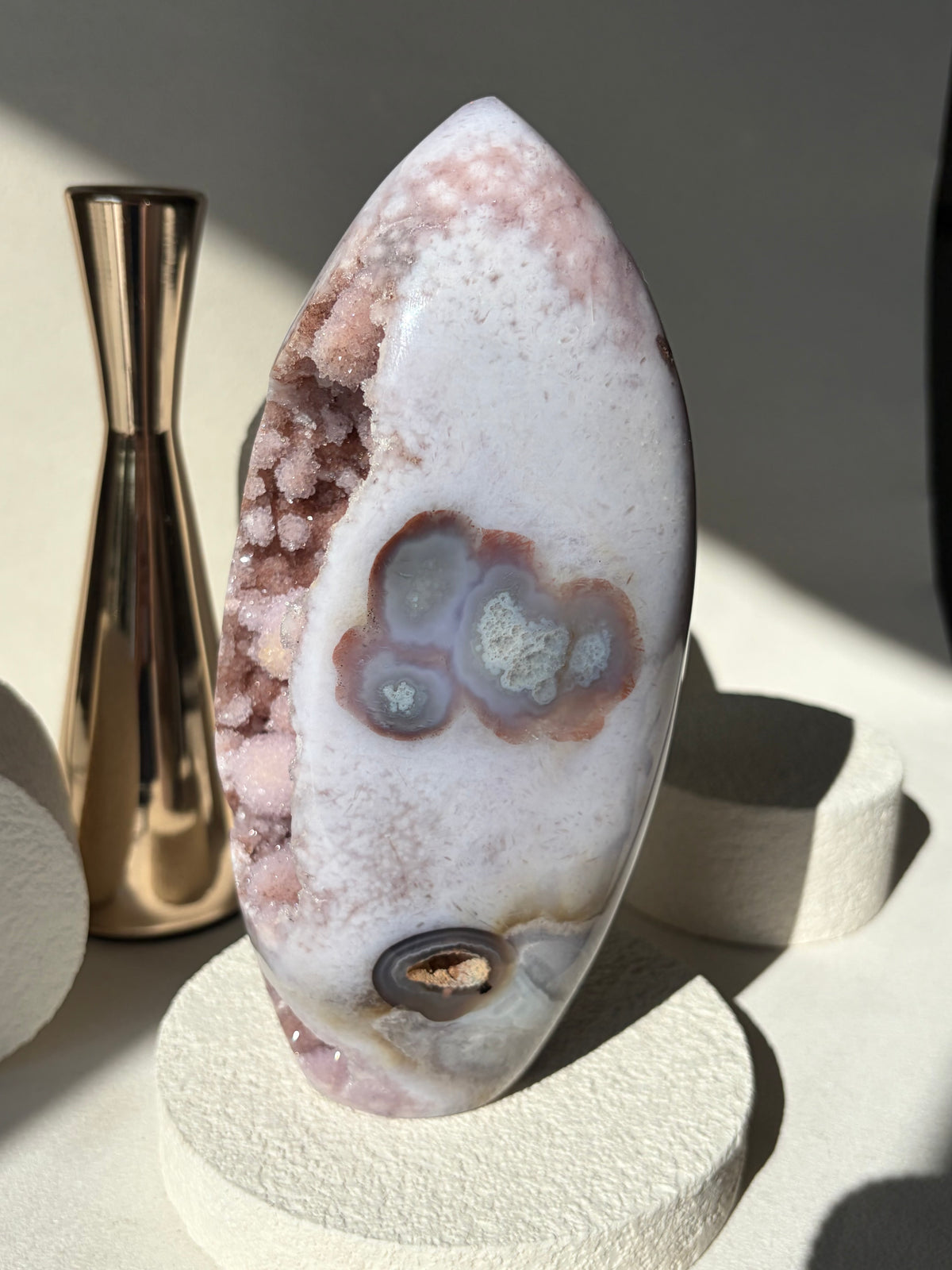 Pink Purple Flower Agate Freeform Statement Piece