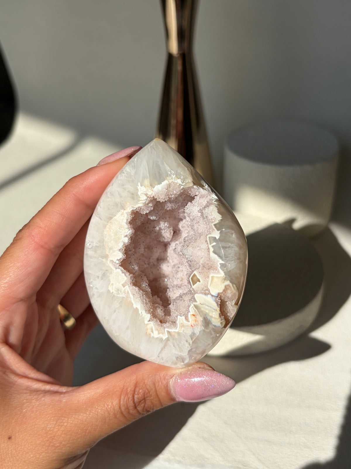 Pink Druzy Peppered Agate Freeform
