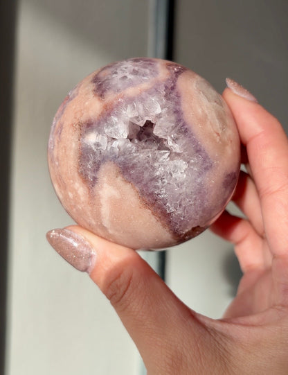 Sparkly Pink Amethyst & Agate sphere