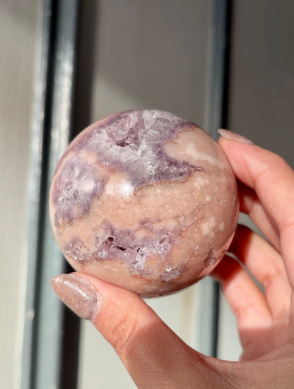 Sparkly Pink Amethyst & Agate sphere