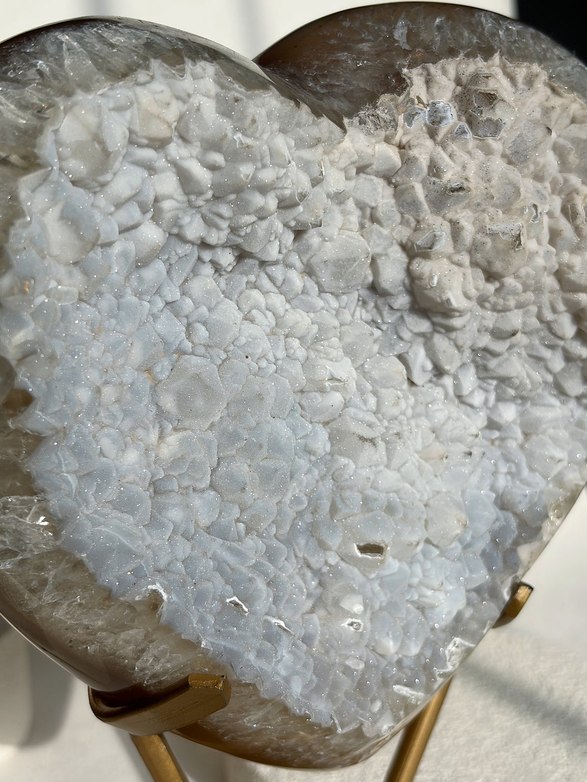 Microfine Sugar Druzy Baby Blue Gradient Agate Druzy Heart Shape Crystal Carving / Statement Piece Crystal