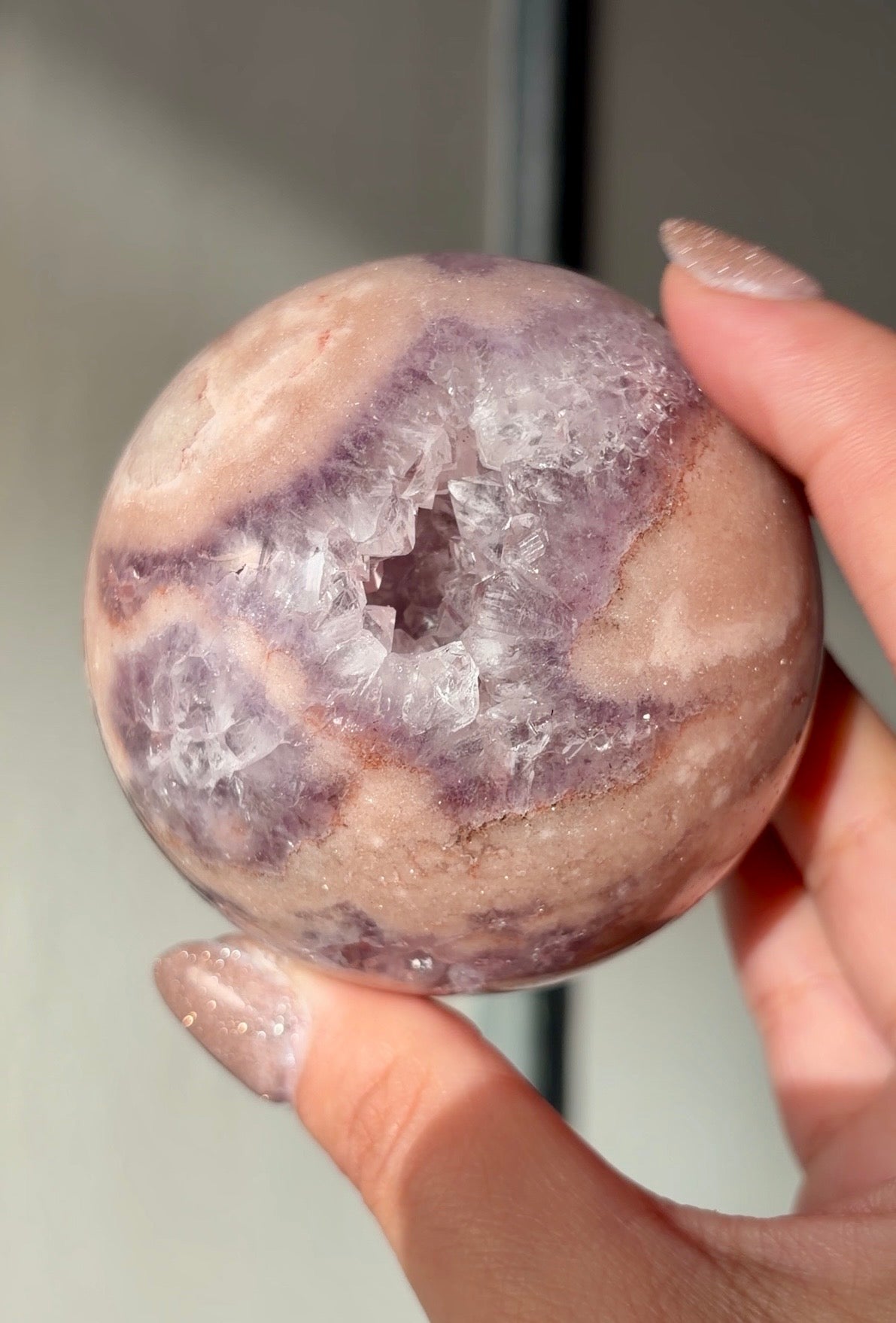 Sparkly Pink Amethyst & Agate sphere