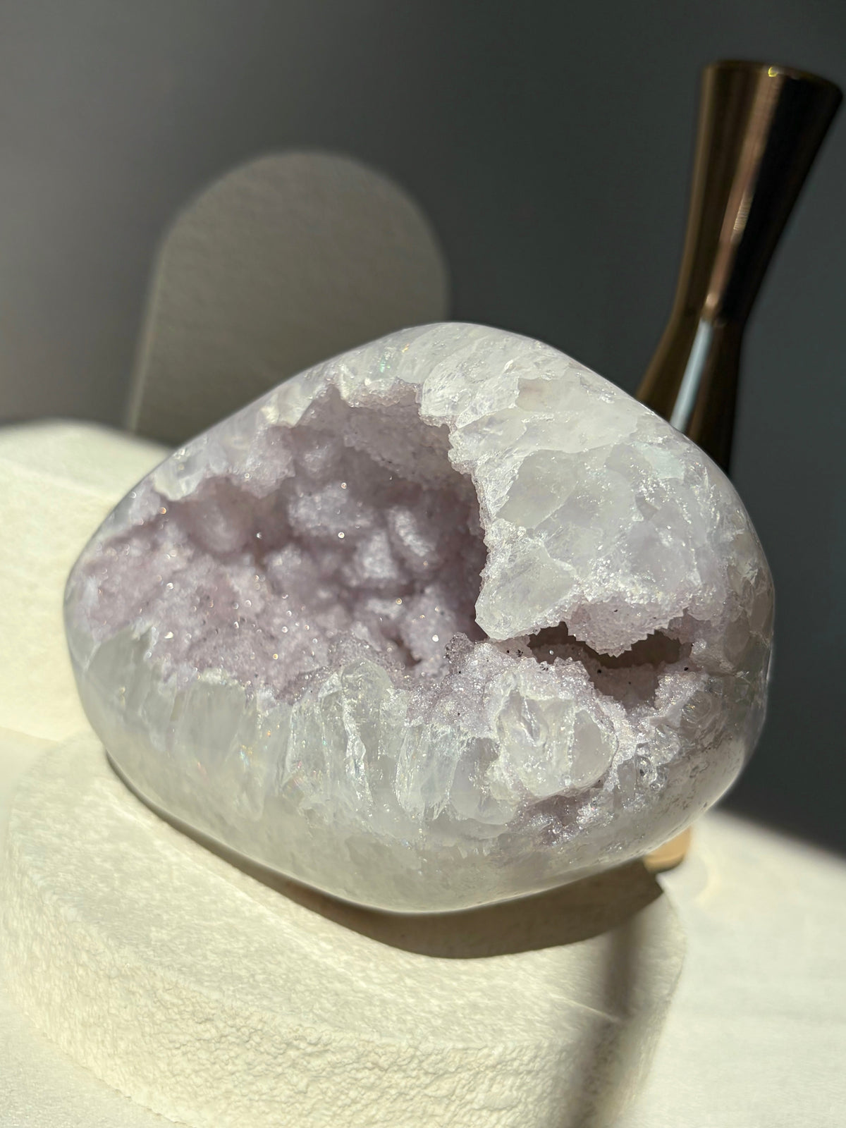 Lilac Pastel Rainbow Amethyst Quartz Druzy Geode
