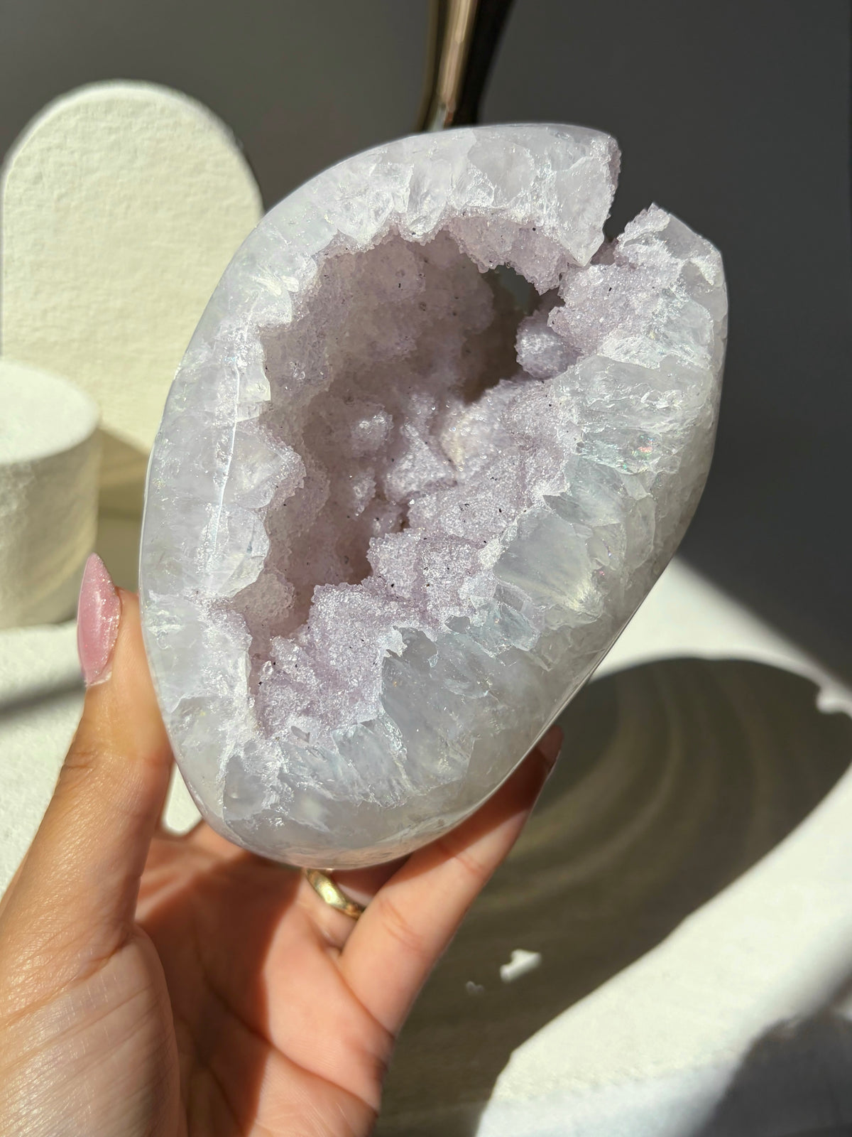 Lilac Pastel Rainbow Amethyst Quartz Druzy Geode