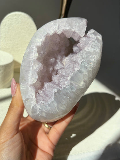 Lilac Pastel Rainbow Amethyst Quartz Druzy Geode