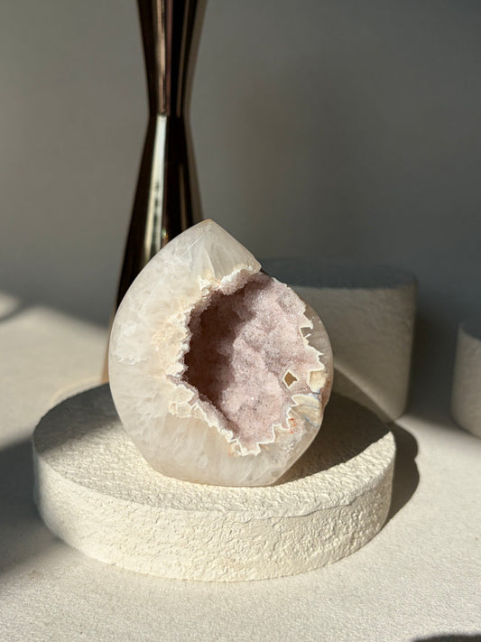 Pink Druzy Peppered Agate Freeform