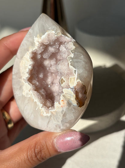 Pink Druzy Peppered Agate Freeform