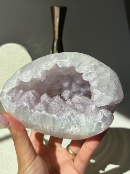 Lilac Pastel Rainbow Amethyst Quartz Druzy Geode