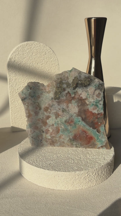 Green “Garden” Flower Agate Semi Polished Crystal Slab