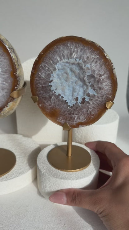 Blue Druzy Agate Geodes on Stand
