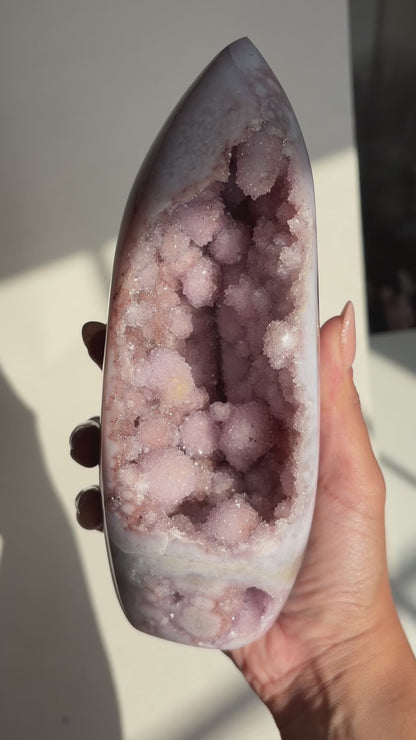 Pink Purple Flower Agate Freeform Statement Piece