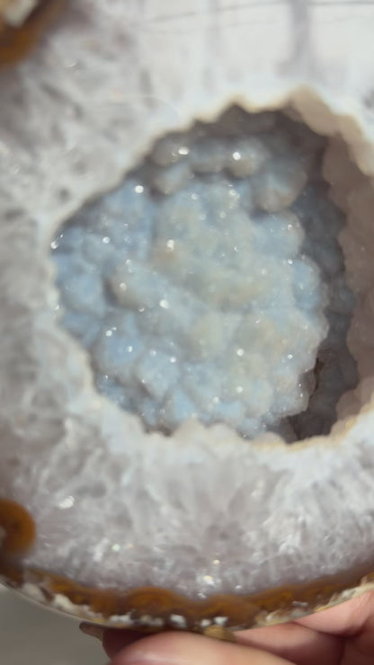 Blue Druzy Agate Geodes on Stand