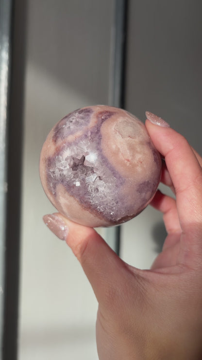 Sparkly Pink Amethyst & Agate sphere