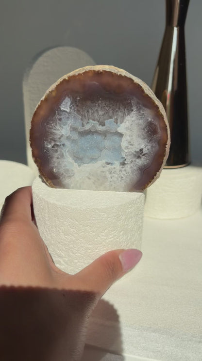 Blue Druzy Quartzy Agate Cut Base