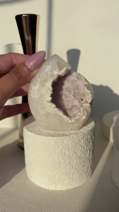 Pink Druzy Peppered Agate Freeform
